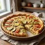 Tarte savoureuse aux courgettes et tomates fraîches