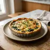 Tarte savoureuse aux épinards frais et œufs fondants