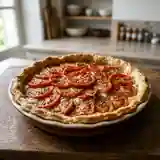 Tarte savoureuse aux tomates fraîches et boursin à l'ail