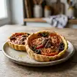 Tartelettes savoureuses aux tomates, anchois et olives