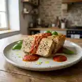 Terrine de thon frais maison accompagnée d'un coulis de tomate savoureux