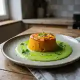 Timbale de potiron fondante et crème de fanes