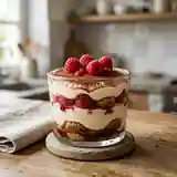 Tiramisu aux framboises facile et gourmand pour une personne