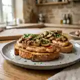 Toast gourmand au foie gras et champignons sautés