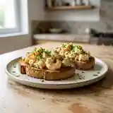 Toast gourmand aux crevettes fraîches et sauce citronnée