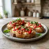 Toasts gourmands au poivron rouge grillé et fromage frais