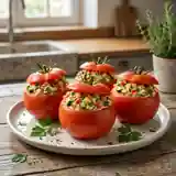 Tomates farcies aux légumes frais et mayonnaise maison