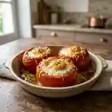 Tomates gratinées au cœur d'œuf fondant