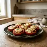 Tomates tièdes au chèvre frais et herbes aromatiques
