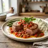 Tournedos de thon à l'américaine et sauce acidulée