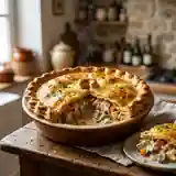 Pie au poulet crémeuse et croûte dorée