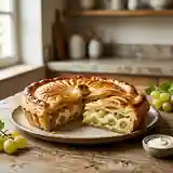 Tourte crémeuse aux raisins blancs : délice fondant et fruité