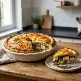 Tourte fondante au saumon et épinards frais