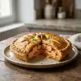 Tourte gourmande au saumon et sauce bisque de homard