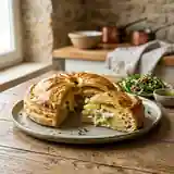 Tourte gourmande aux pommes de terre et roquefort