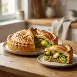Tourte savoureuse au munster et brocolis fondants