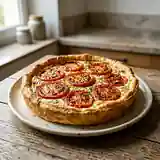 Tourte savoureuse aux tomates fraîches et fromage blanc crémeux
