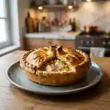 Tourte savoureuse de poisson au gingembre frais et raisins dorés