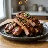 Travers de porc caramélisés au miel et épices
