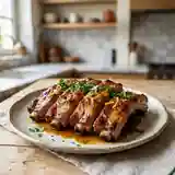 Travers de porc caramélisés au miel et gingembre frais