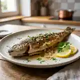 Truite Ardennaise à la Poêle, Sauce au Beurre Citronné et Herbes Fraîches