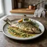 Truite rôtie au beurre d'herbes fraîches et vin blanc : recette savoureuse et facile