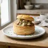 Vol-au-vent classique à la crème et aux champignons