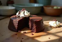 Moelleux au chocolat fondant avec chantilly au chocolat maison