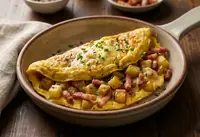 Omelette gourmande aux pommes de terre et lardons croustillants