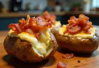 Pommes de terre farcies au lard croustillant : recette gourmande et facile