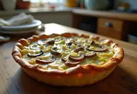 Tourte gourmande aux poireaux et champignons