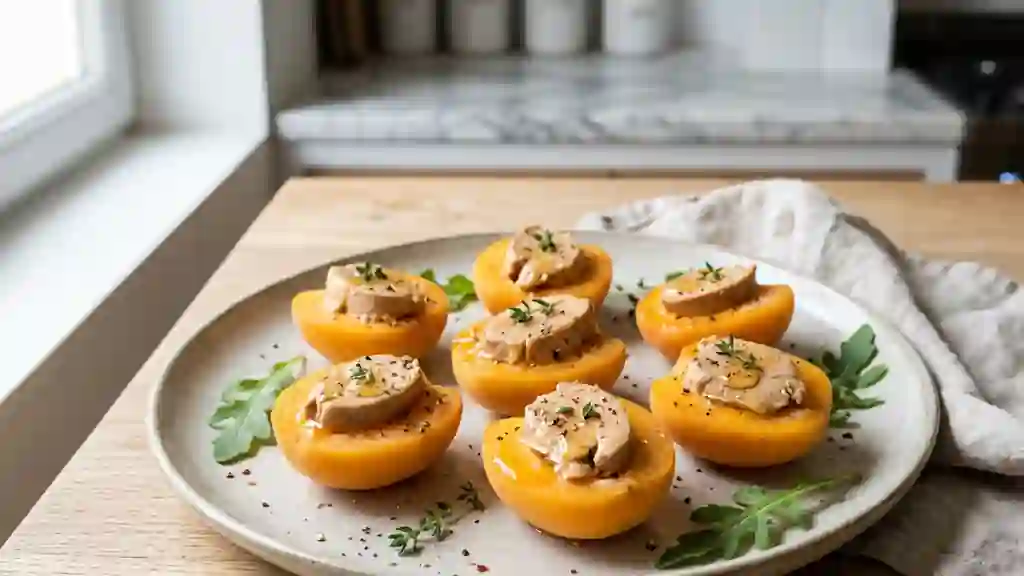 Abricots fondants farcis au foie gras - Photo de présentation