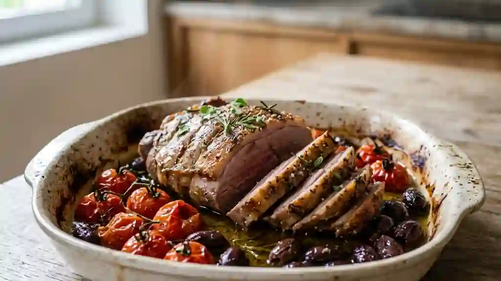 Épaule d'agneau rôtie au citron et romarin - Photo de présentation