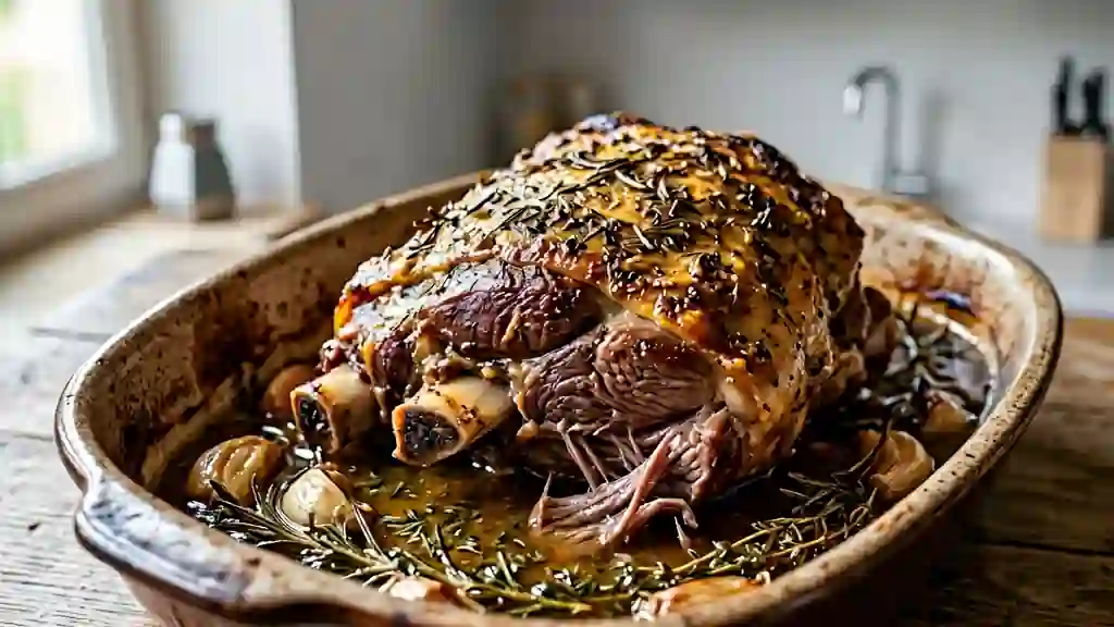 Agneau confit à la moutarde et aromates - Photo de présentation
