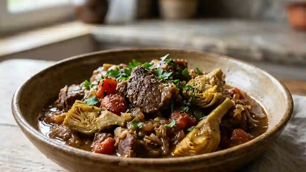 Agneau Fondant aux Artichauts et Tomates - Photo de présentation