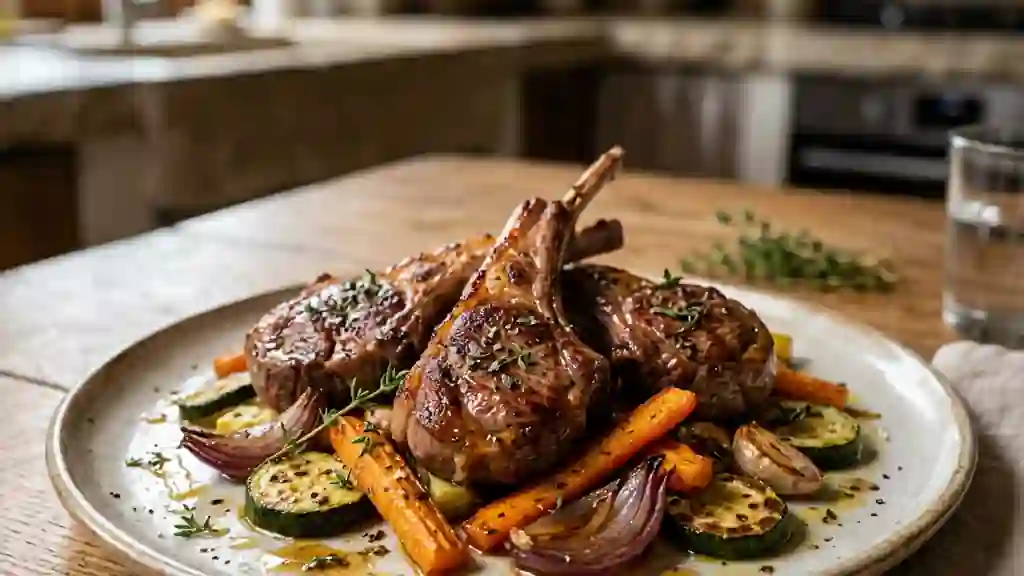 Agneau rôti au thym et légumes fondants - Photo de présentation