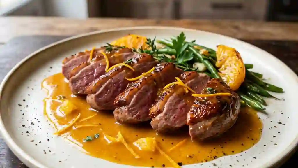 Aiguillettes de canard laquées à l'orange - Photo de présentation
