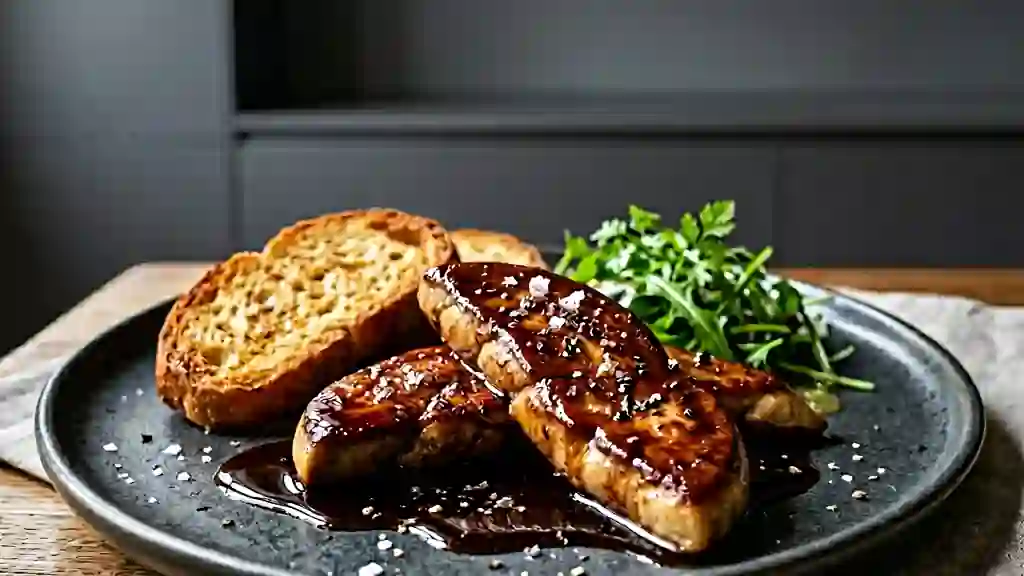 Aiguillettes de foie gras au caramel balsamique - Photo de présentation
