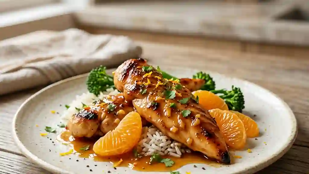Aiguillettes de poulet laquées à la mandarine - Photo de présentation