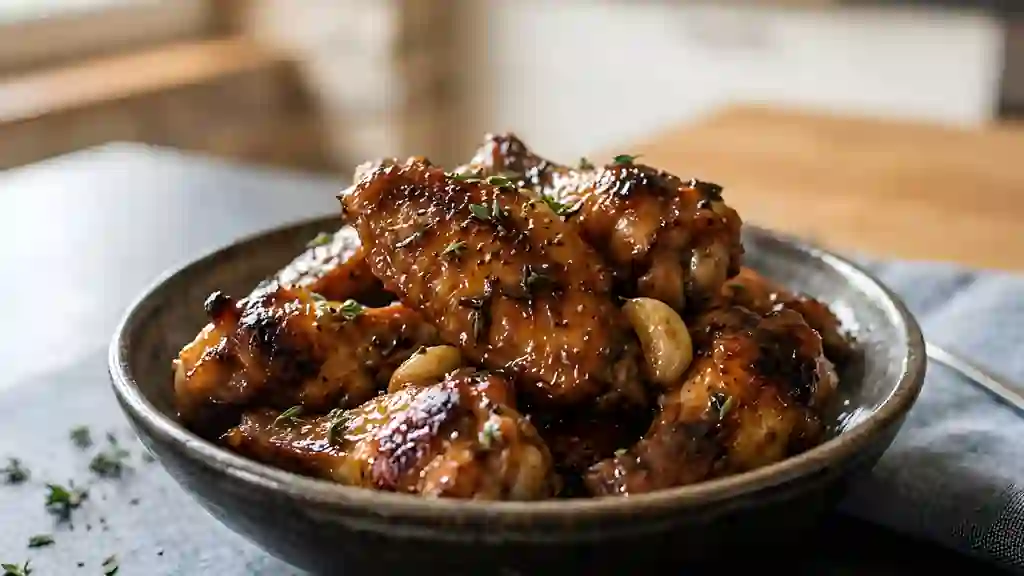 Ailerons de poulet laqués au miel et thym - Photo de présentation