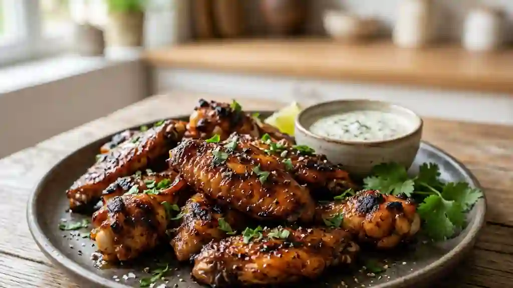 Ailerons de poulet laqués miel et soja - Photo de présentation