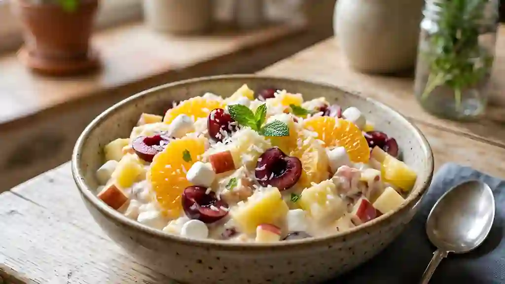Ambrosia fondante aux fruits et guimauves - Photo de présentation