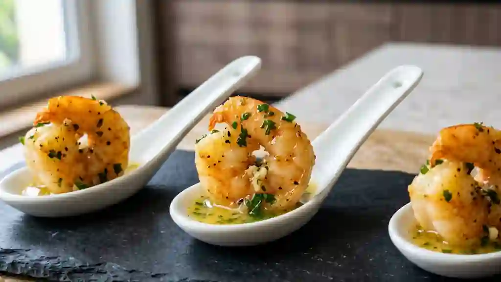 Gambas snackées, ail croquant et citron - Photo de présentation
