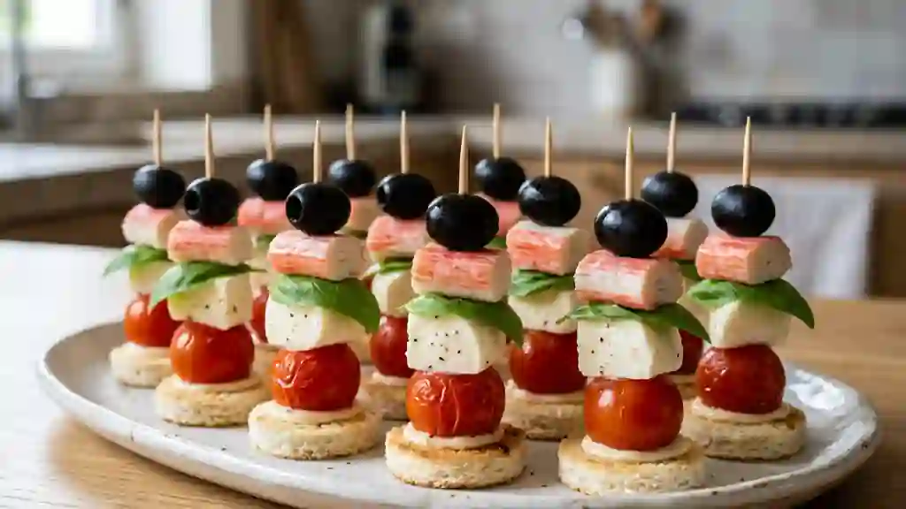 Canapés frais tomate, mozza et surimi - Photo de présentation