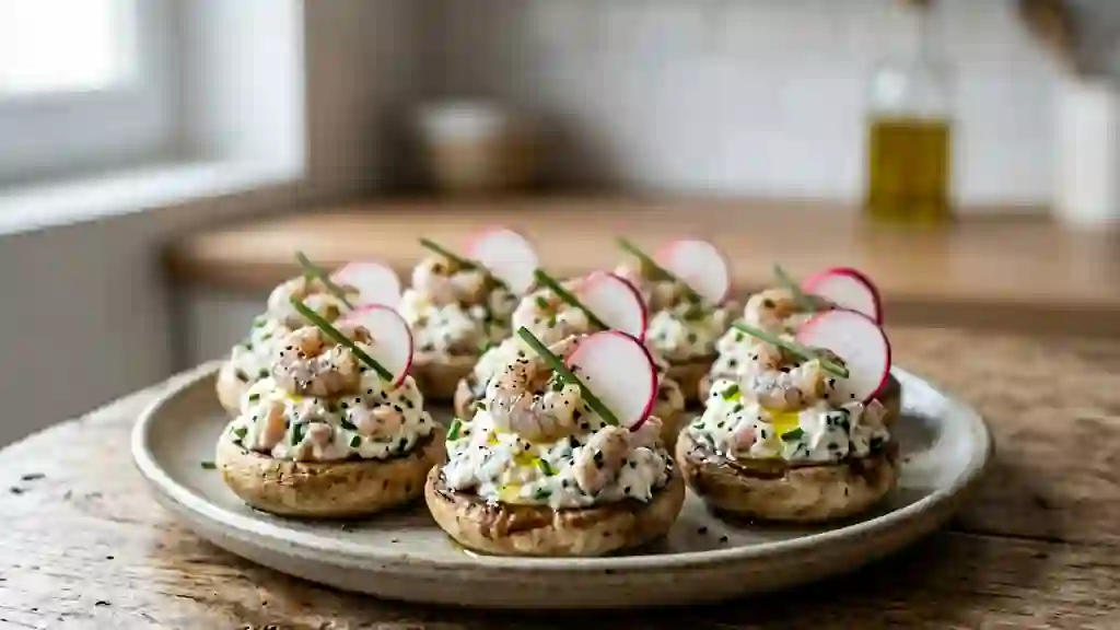 Amusettes croquantes aux crevettes et champignons - Photo de présentation
