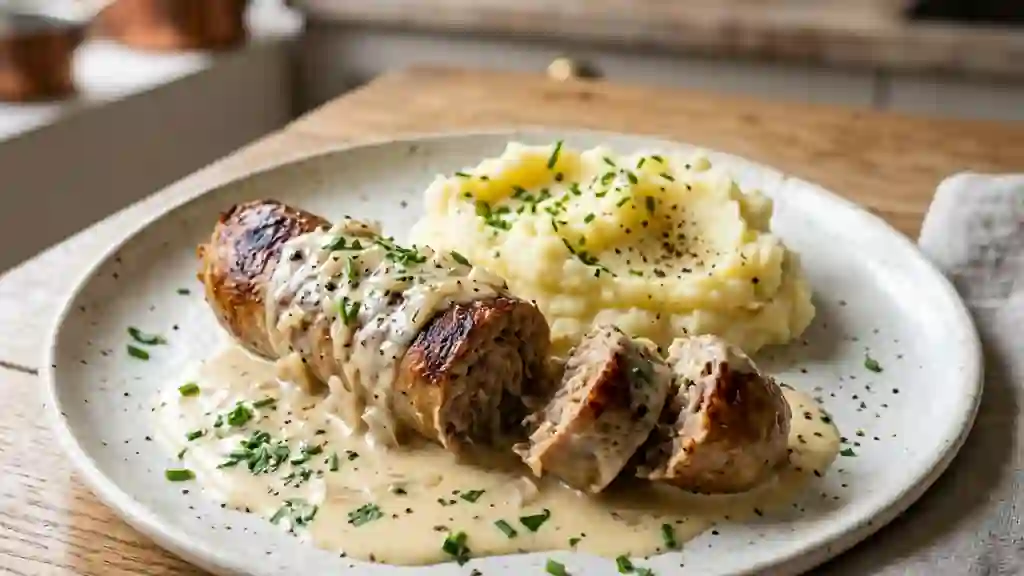 Andouillettes fondantes à la crème et vin blanc - Photo de présentation