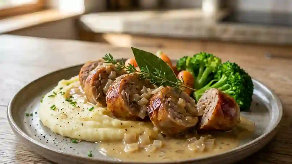 Andouillettes Grillées, Sauce Onctueuse au Vin Blanc - Photo de présentation