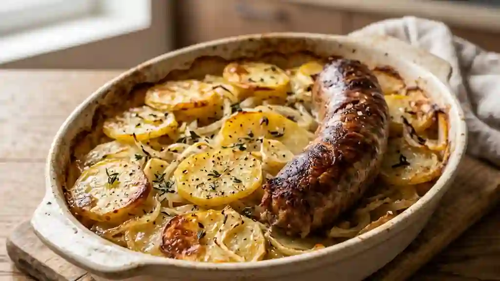 Andouillettes grillées et pommes boulangères - Photo de présentation