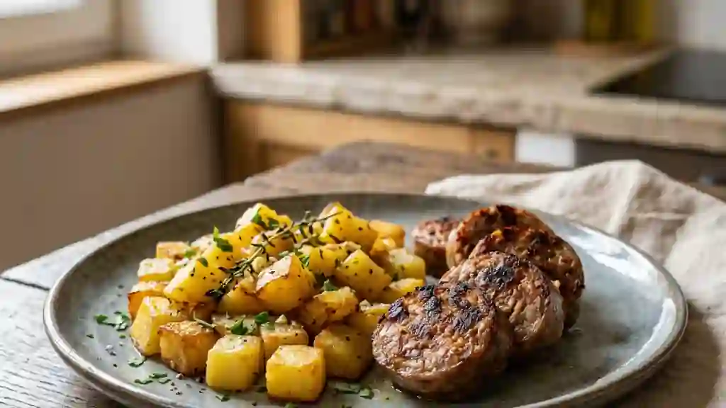 Andouillettes grillées et pommes rissolées - Photo de présentation