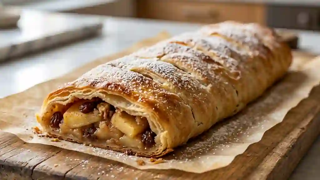 Apfelstrudel croustillant aux pommes et cannelle - Photo de présentation